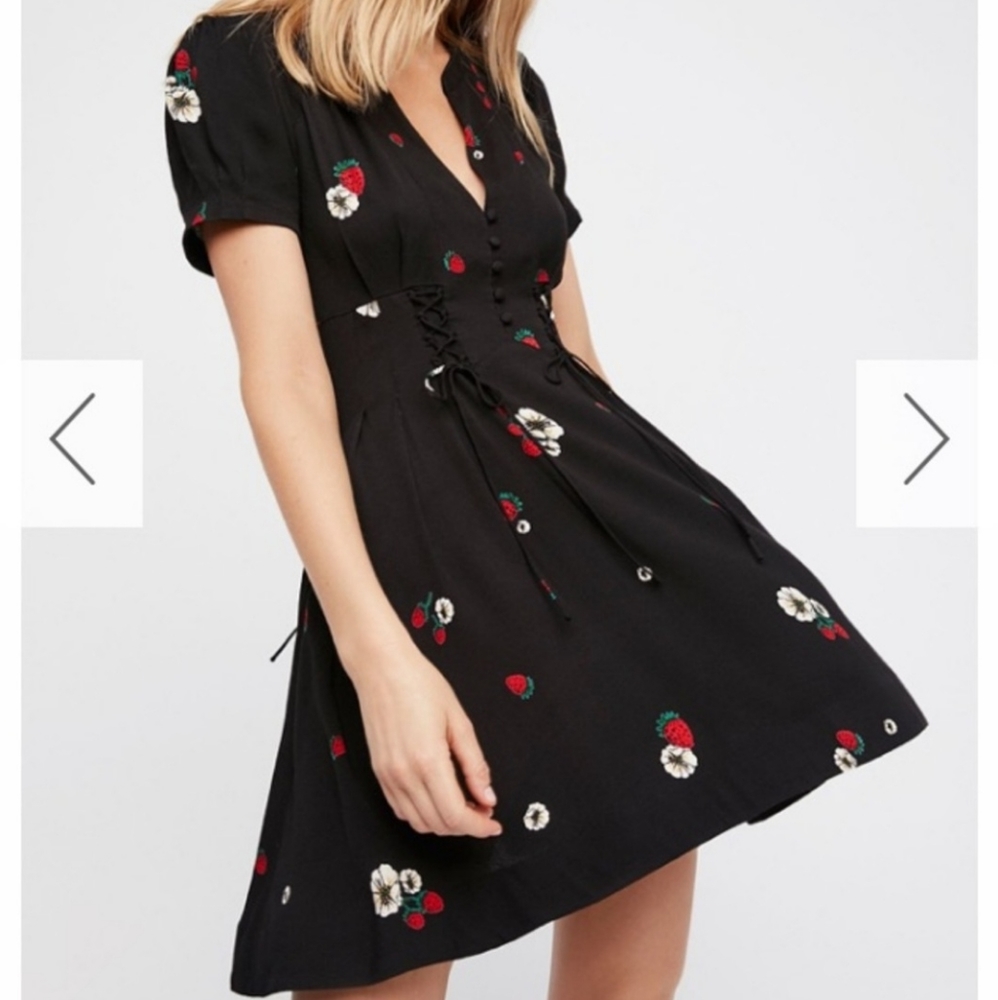 Free People Dream Girl Mini Dress in Black Combo